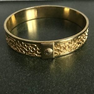 Coach Signature C Gold Bangle Bracelet 0.5”
